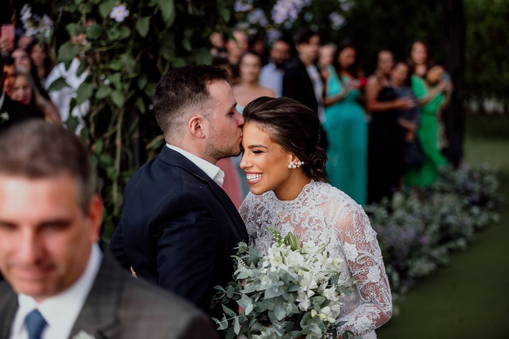 candid shot of couple at a wedding