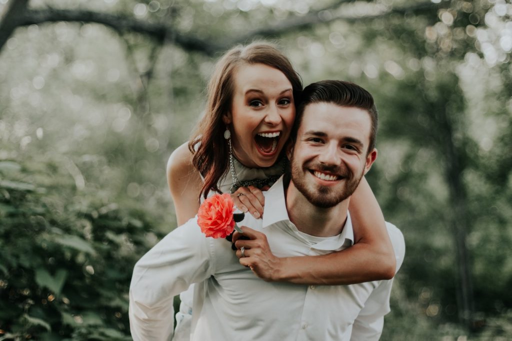 engagement shoot of a happy couple